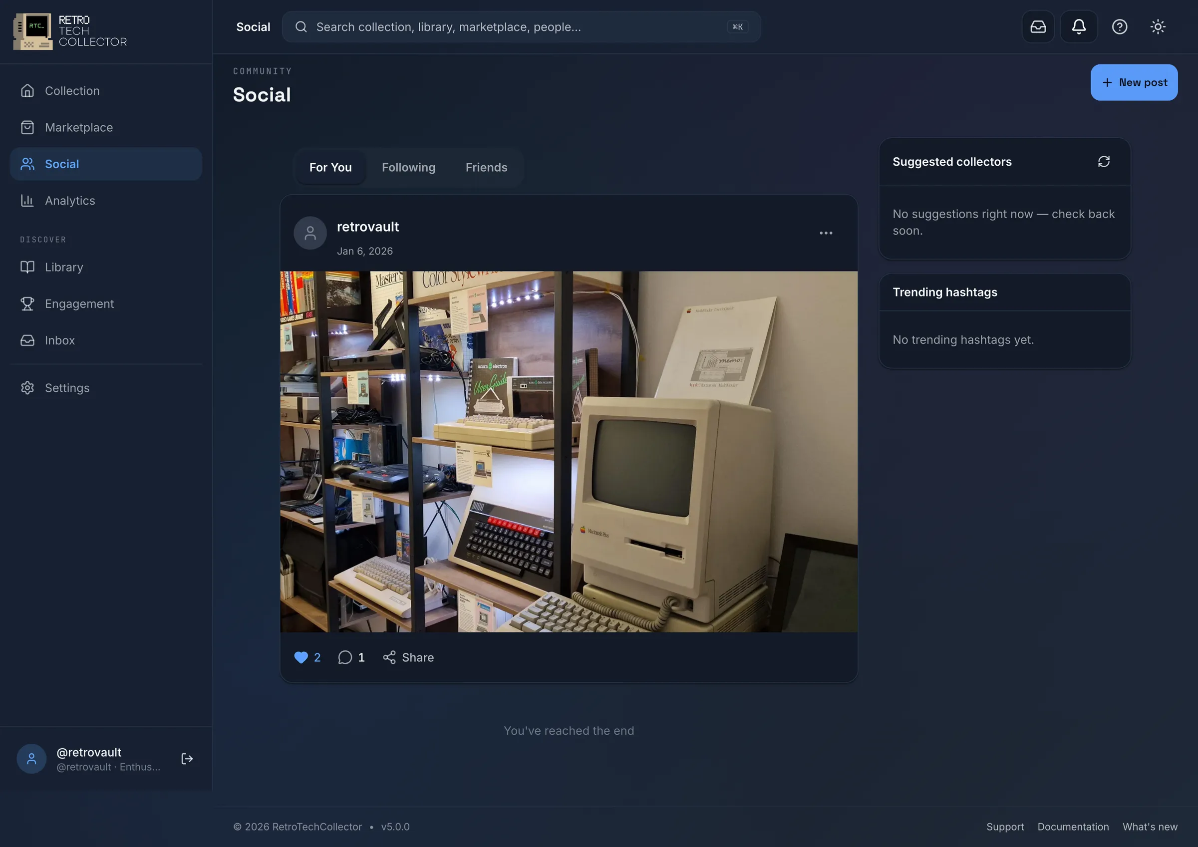 The social feed: posts from other collectors with tagged items.